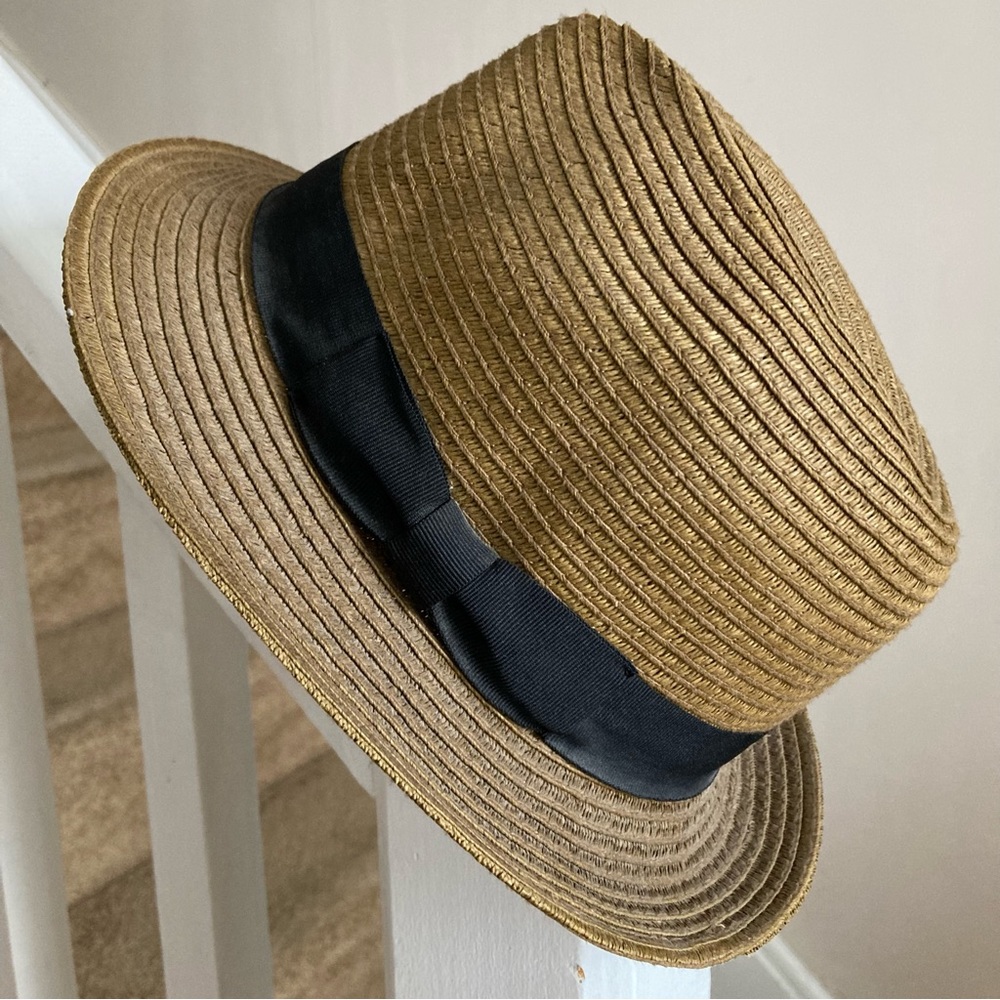 Talula Brown Straw Fedora with Black Ribbon